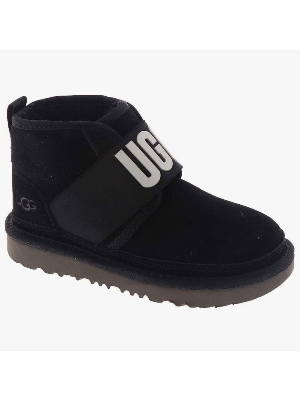 UGG Neumel II Graphic Kids Boots Black Suede Logo Strap Size 6 Youth